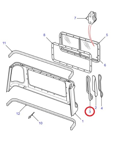 Goma 1/4 Trasero - Cristal 5mm
